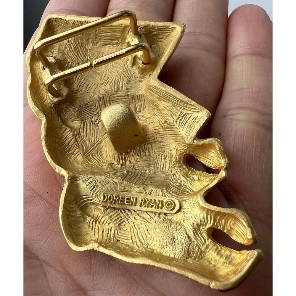 Doreen Ryan Vintage Gold Tone Two Horse Heads Pin Brooch Equestrian Rare Vintage
